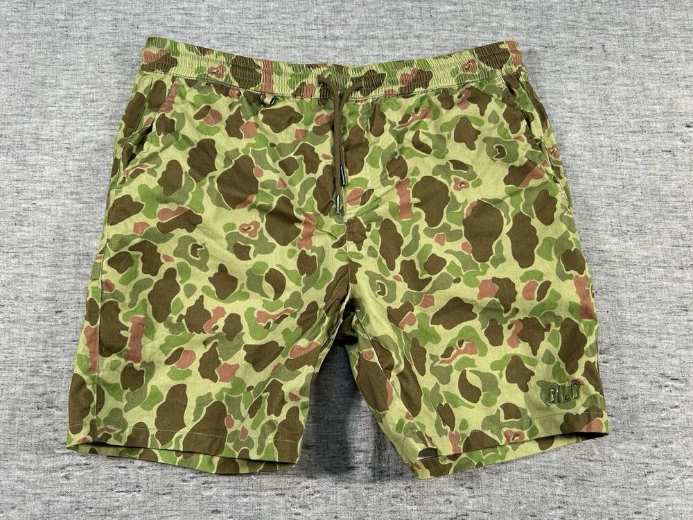 Qilo WRMFZY Shorts Mens Extra Large 6" Frog Skin Duck Hunter Camo Cotton Casual